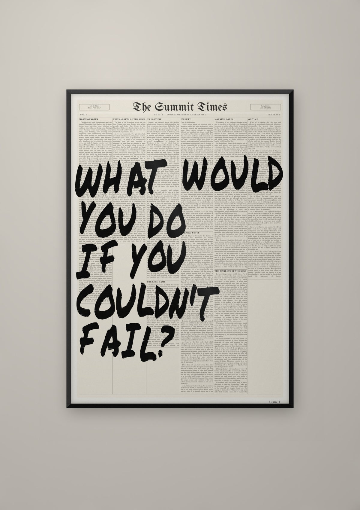 What Would You Do If You Couldn't Fail? in a black frame