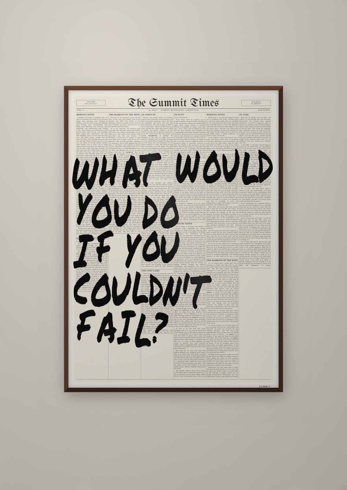 What Would You Do If You Couldn't Fail? in a dark wood frame