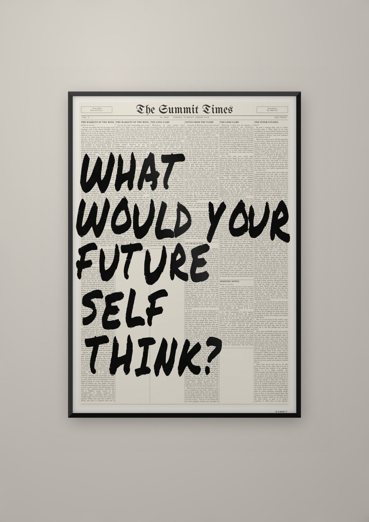 What Would Your Future Self Think? in a black frame