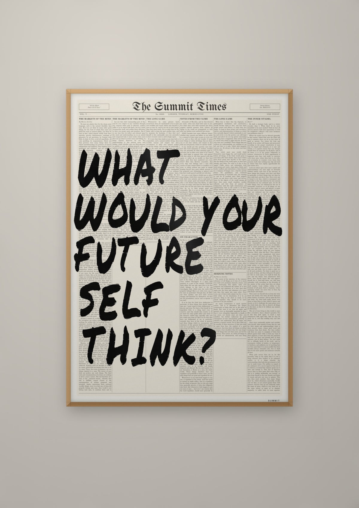 What Would Your Future Self Think? in a natural wood frame