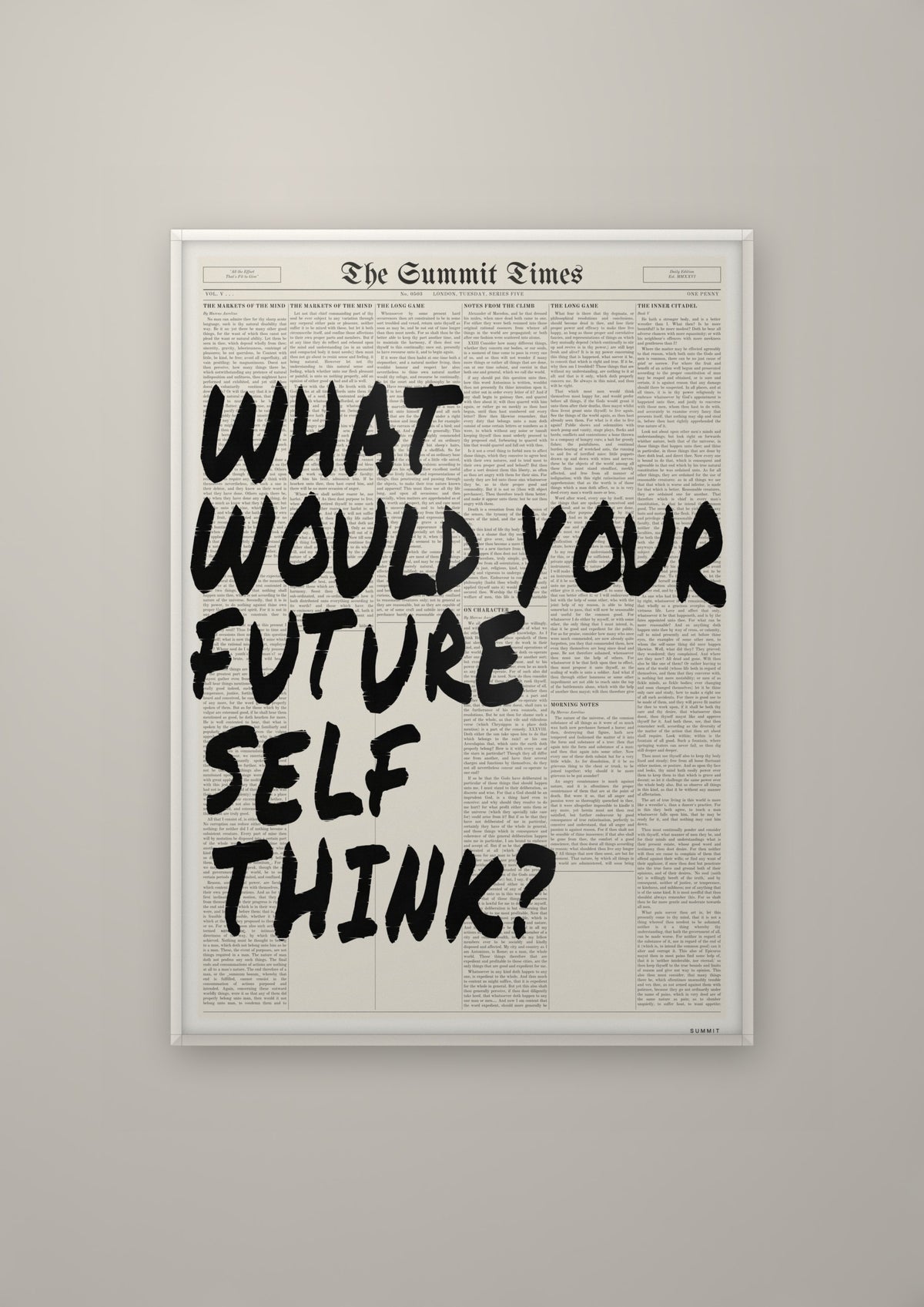 What Would Your Future Self Think? in a white frame
