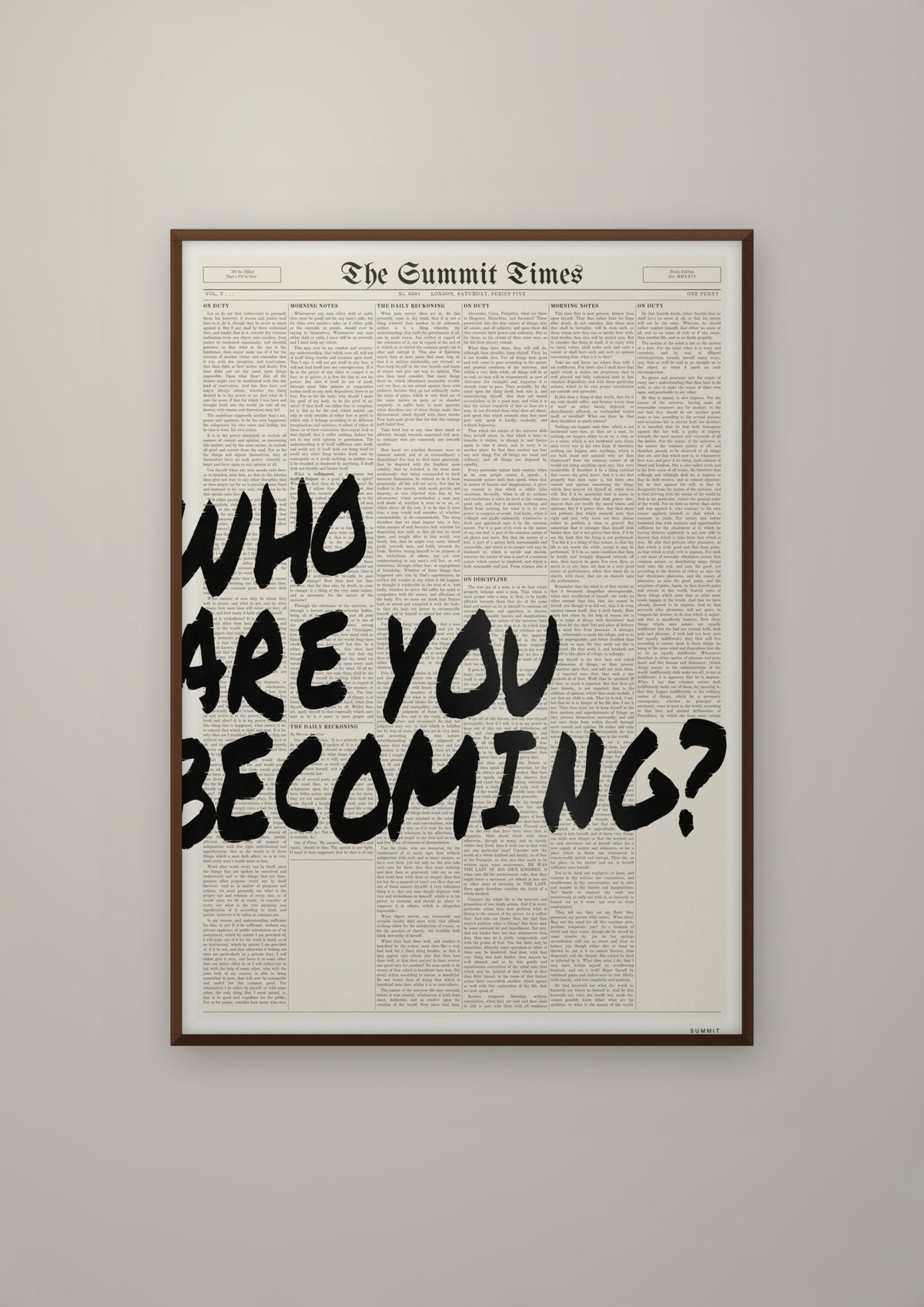 Who Are You Becoming? in a dark wood frame