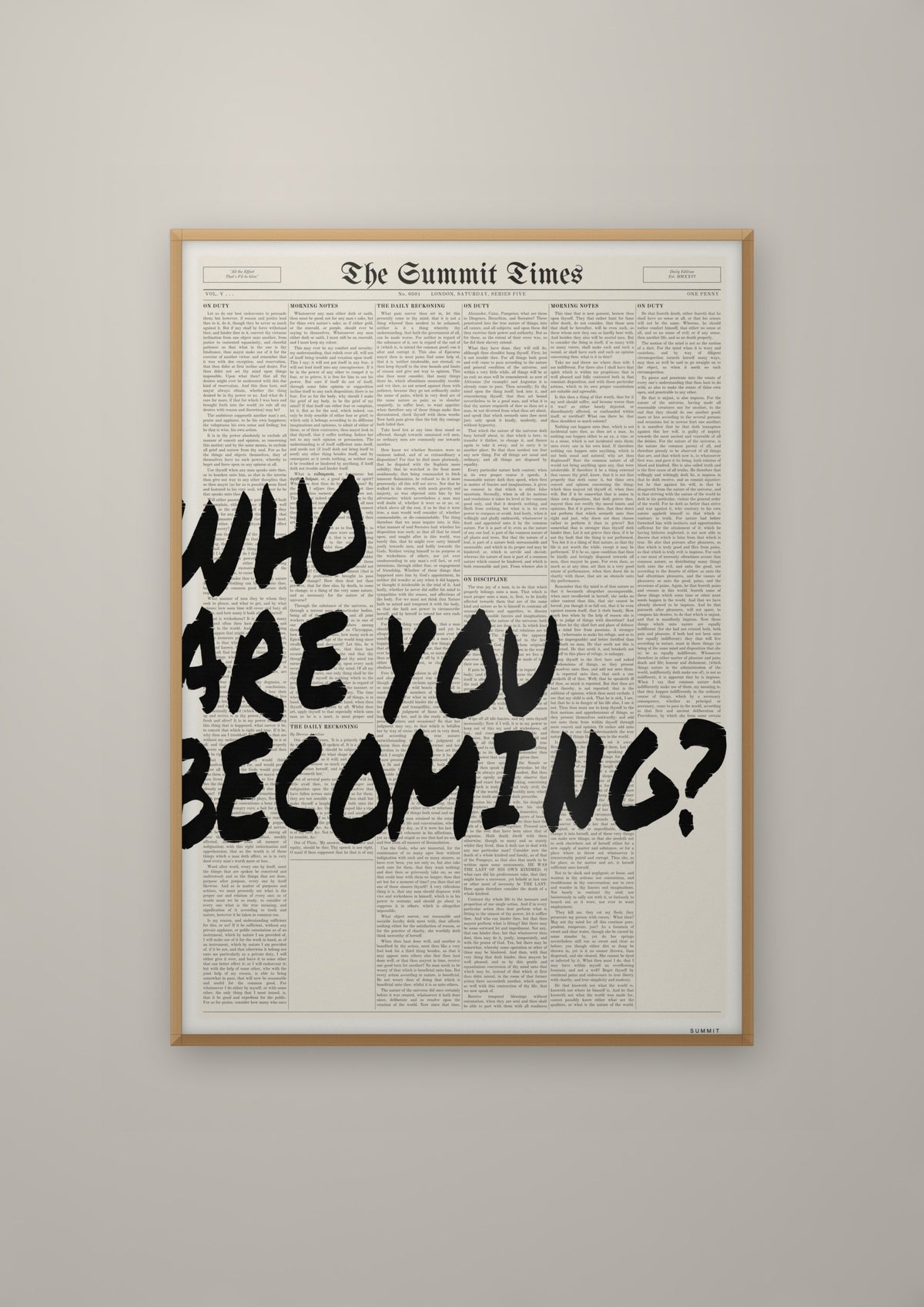 Who Are You Becoming? in a natural wood frame