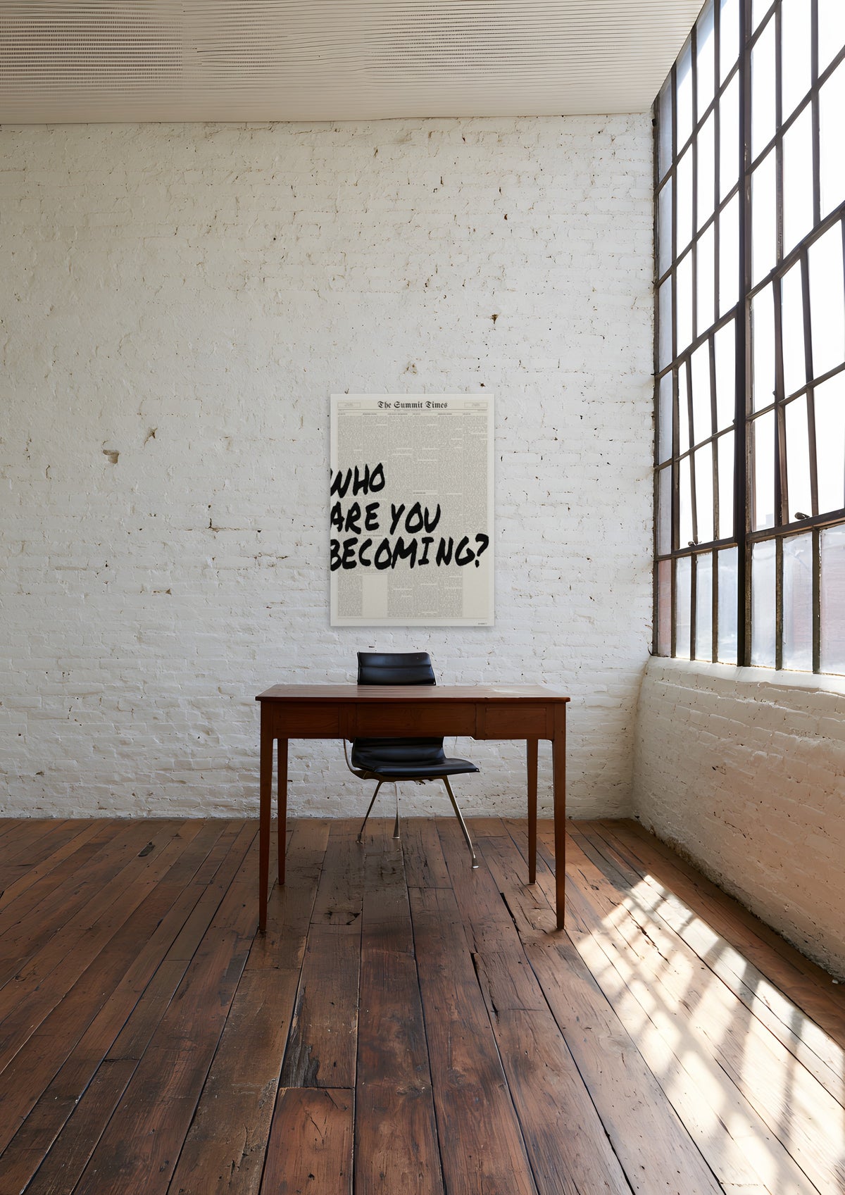 Who Are You Becoming?, unframed art print shown in brooklyn-loft-office