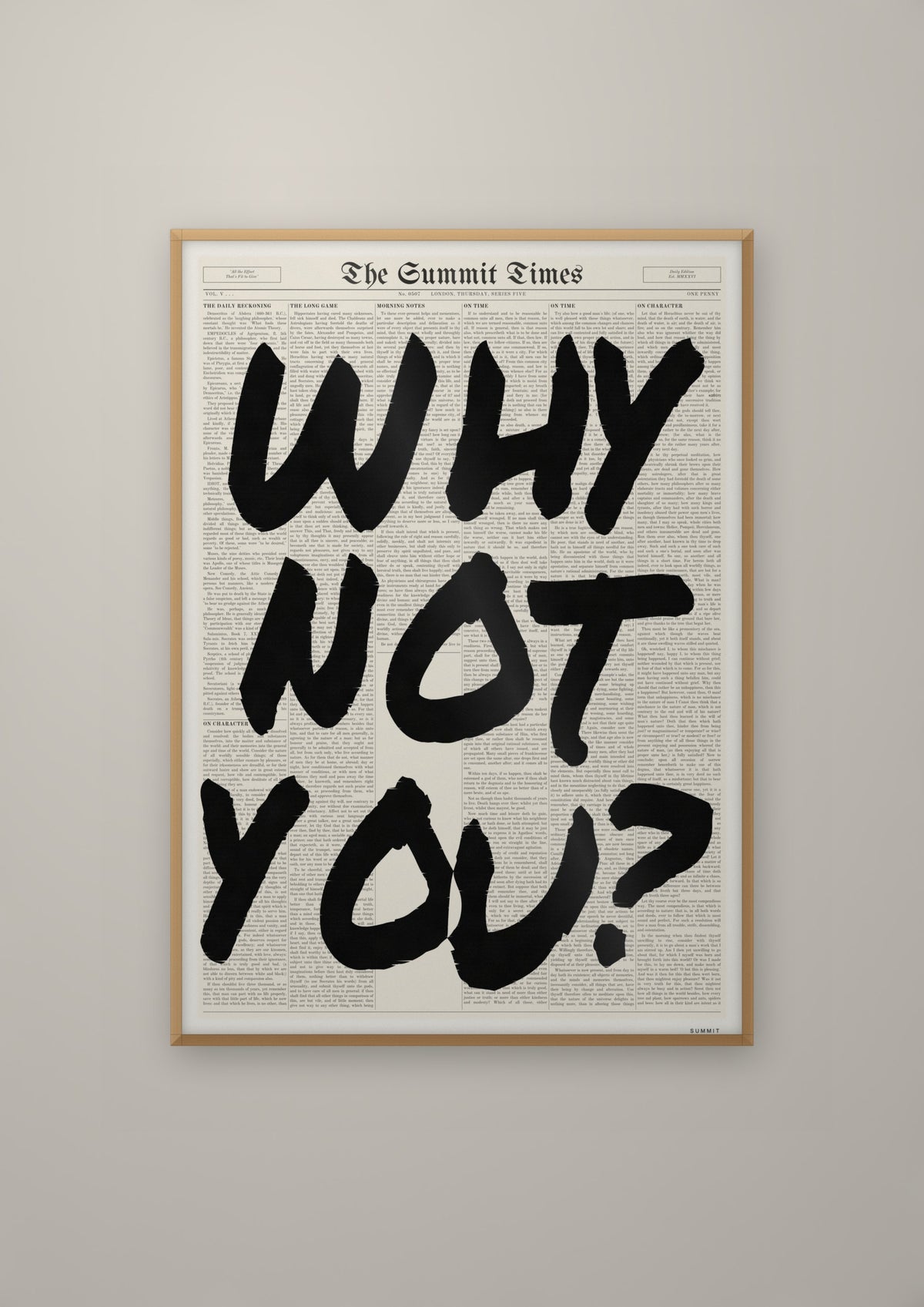 Why Not You? in a natural wood frame