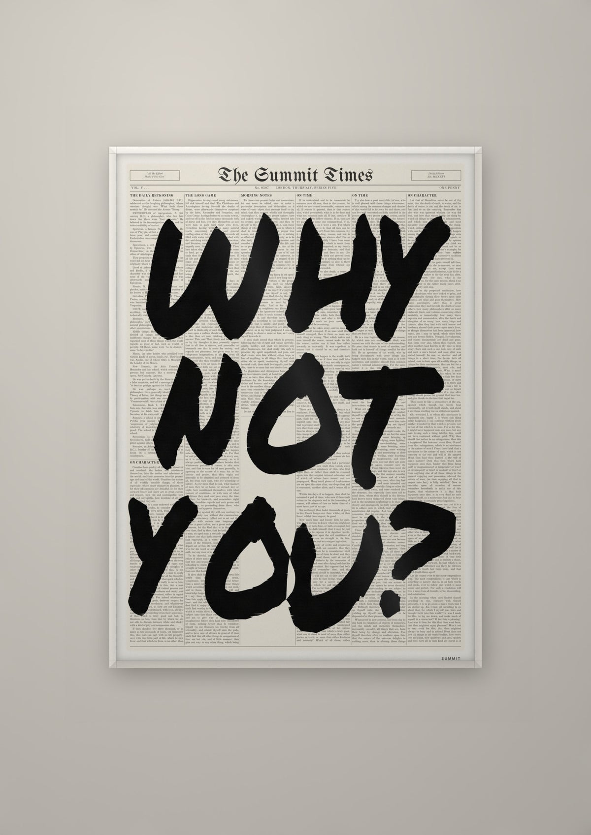 Why Not You? in a white frame